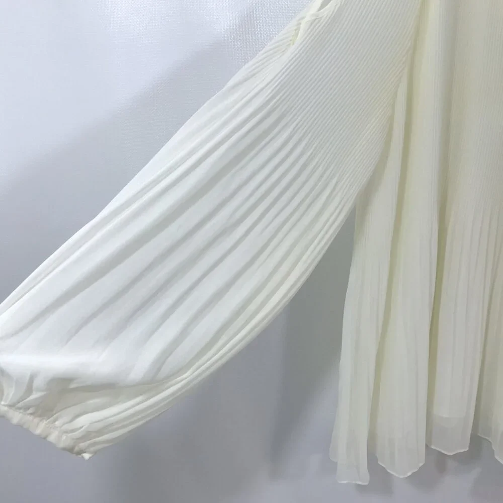 Sanctuary Accordion Pleat Cold Shoulder Tunic Blouse Ivory L - Picture 4 of 10